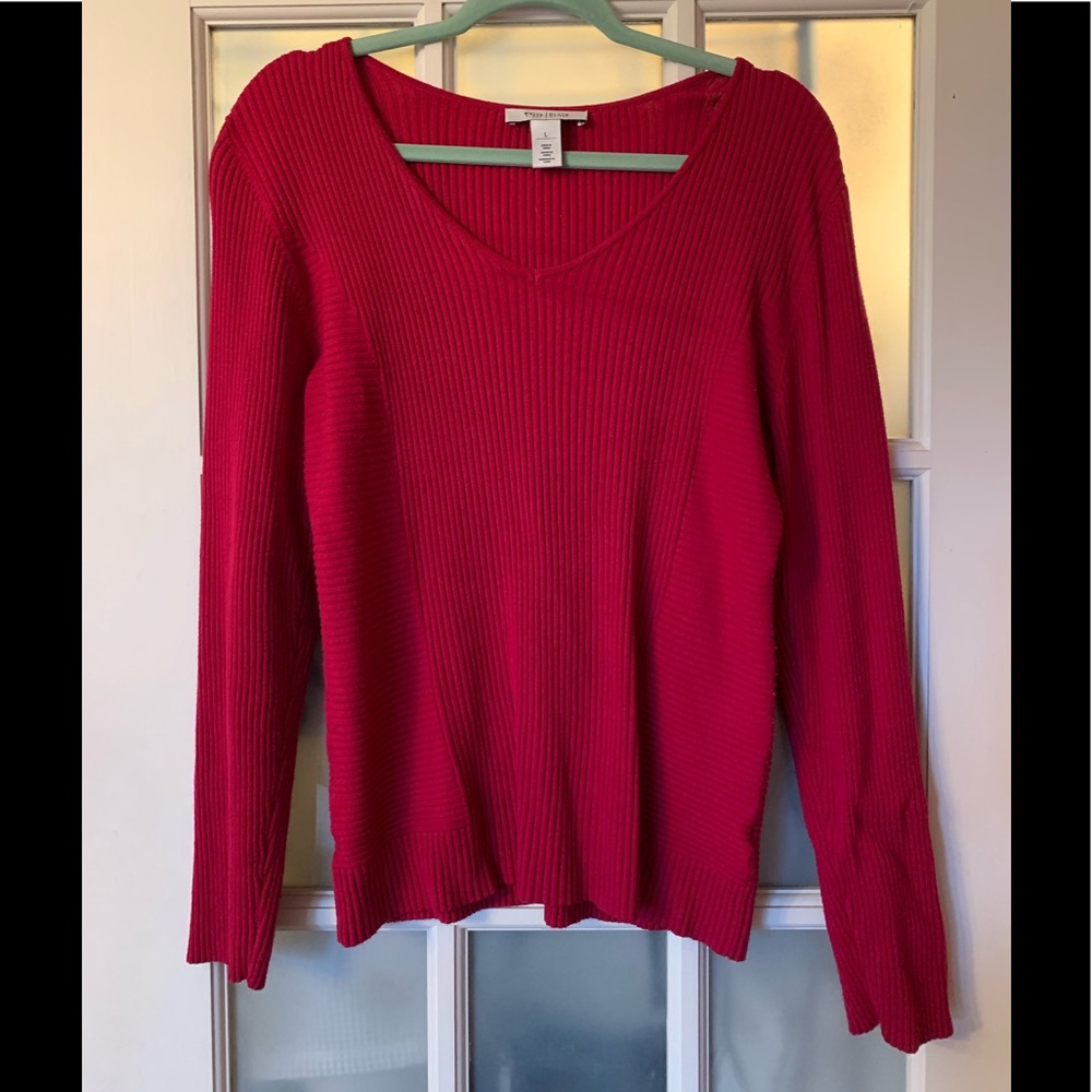 White House Black Market Pink V Neck Sweater